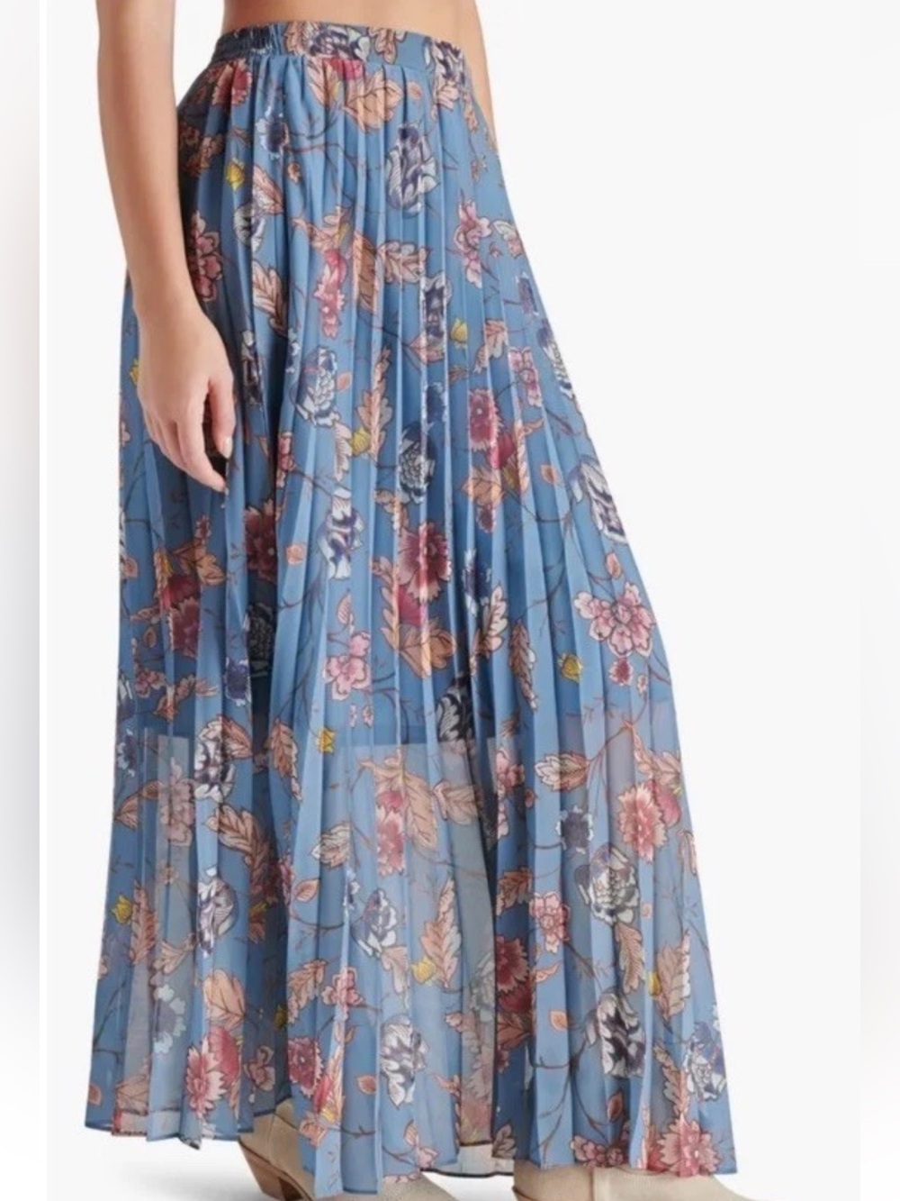 Steve Madden Floral Pleated Bohemian Coppola Maxi Skirt Size XS